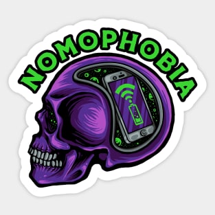 Nomophobia Skull Sticker